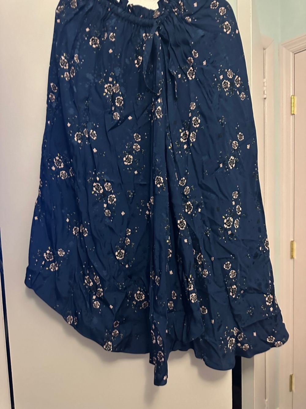 Kenzo Navy Floral A-Line Midi Skirt